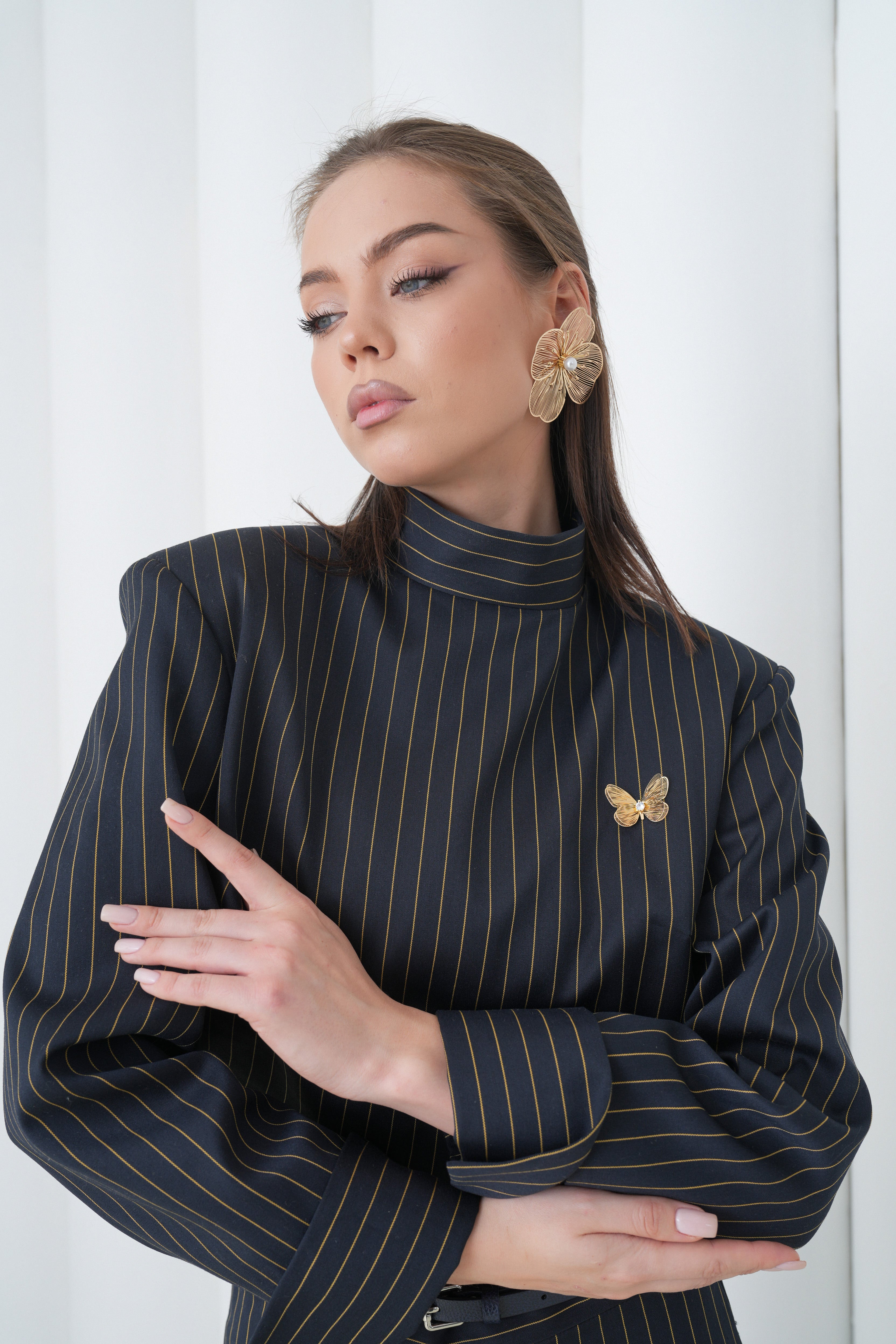 Pinstripe Architect Set by Lumina Eligma – luxury merino wool pinstripe suit with architectural tailoring