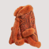 Merino Felt Fox Fur Poncho - Orange Endo