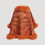 Merino Felt Fox Fur Poncho - Orange Endo