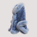 Merino Felt Fox Fur Poncho - Blue Endo