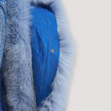 Merino Felt Fox Fur Poncho - Blue Endo
