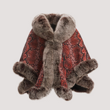 Merino Felt Fox Fur Poncho - Boa Brick Brown