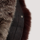 Merino Felt Fox Fur Poncho - Boa Brick Brown