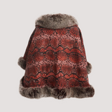 Merino Felt Fox Fur Poncho - Boa Brick Brown