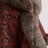 Merino Felt Fox Fur Poncho - Boa Brick Brown