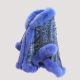 Merino Felt Fox Fur Poncho - Electric Blue Endo
