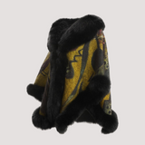 Merino Felt Fox Fur Poncho - Kadinsky Point & Line