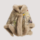 Merino Felt Fox Fur Poncho - Kadinsky Compositions