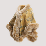 Merino Felt Fox Fur Poncho - Almond Blossom Yellow