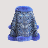 Merino Felt Fox Fur Poncho - Electric Blue Endo