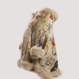 Merino Felt Fox Fur Hooded Poncho - Kadinsky Compositions