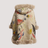 Merino Felt Fox Fur Hooded Poncho - Kadinsky Compositions