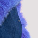 Merino Felt Fox Fur Poncho - Electric Blue Endo