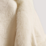 Merino Felt Fox Fur Hooded Poncho - Snow White
