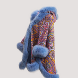 Merino Felt Fox Fur Hooded Poncho - Endo Purple