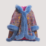 Merino Felt Fox Fur Hooded Poncho - Endo Purple