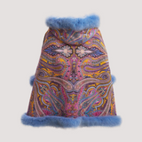 Merino Felt Fox Fur Hooded Poncho - Endo Purple