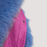 Merino Felt Fox Fur Hooded Poncho - Endo Purple