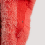 Merino Felt Fox Fur Poncho - Almond Blossom Pink