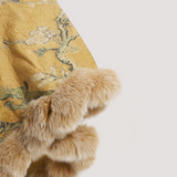 Merino Felt Fox Fur Poncho - Almond Blossom Yellow