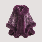 Merino Felt Fox Fur Poncho - Boa Purple Grape