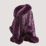 Merino Felt Fox Fur Poncho - Boa Purple Grape