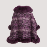 Merino Felt Fox Fur Poncho - Boa Purple Grape