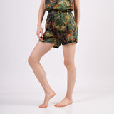 Pure Silk Pyjama Set Tank and Shorts - Mandala Pattern Forest Green