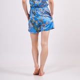 Pure Silk Pyjama Set Tank and Shorts - Almond Blossoms Blue