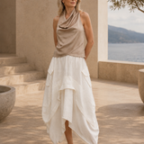 The Collar Linen Skirt - White