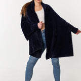 Fuzzy Poncho Shawl with Sleeves - Space