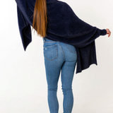 Fuzzy Poncho Shawl with Sleeves - Space