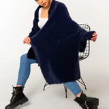 Fuzzy Poncho Shawl with Sleeves - Space