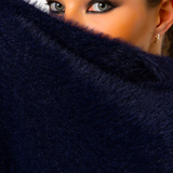 Fuzzy Poncho Shawl with Sleeves - Space