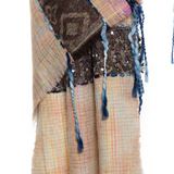 Three Dimensional Fluff Boil Wool Funky Shawl - Cream Pink