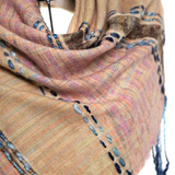 Three Dimensional Fluff Boil Wool Funky Shawl - Cream Pink