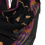 Three Dimensional Fluff Boil Wool Shawl - Black Lines