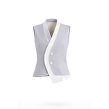 Supplant Side Collar Vest - Light Gray & White
