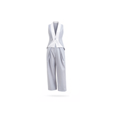 The Gathered Suit Ensemble - Light Gray & White