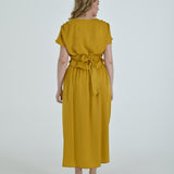 Vanguard Skirt in mustard by Lumina Eligma – luxury sculptural silk blend skirt