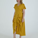 Vanguard Skirt in mustard by Lumina Eligma – luxury sculptural silk blend skirt