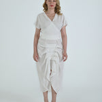 Vanguard Skirt in white by Lumina Eligma – luxury sculptural skirt in silk and viscose
