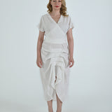 Vanguard Skirt in white by Lumina Eligma – luxury sculptural skirt in silk and viscose