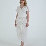 Vanguard Skirt in white by Lumina Eligma – luxury sculptural skirt in silk and viscose