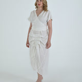 Vanguard Skirt in white by Lumina Eligma – luxury sculptural skirt in silk and viscose
