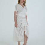 Vanguard Skirt in white by Lumina Eligma – luxury sculptural skirt in silk and viscose