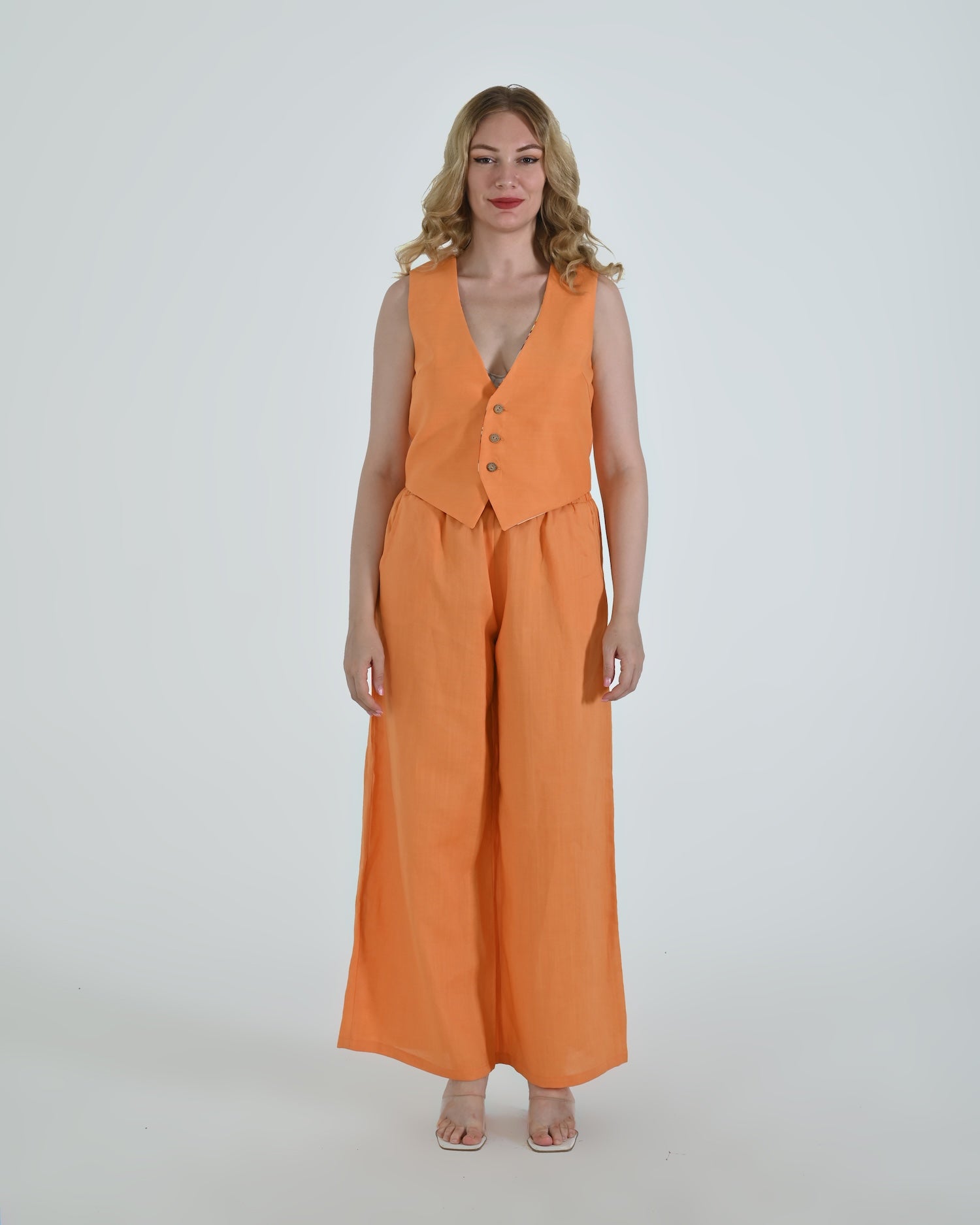 The Vento Reversible Vest & Pants Set - Orange Paisley