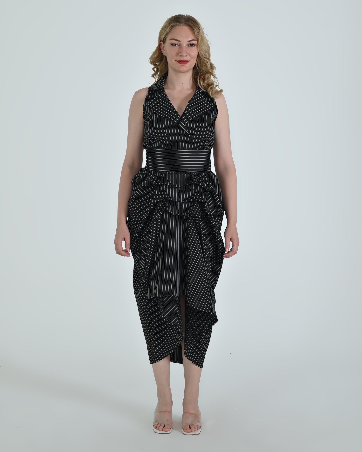 The Tuxedo Dress - Black & White Stripes