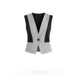 V Button Vest - Gray Black
