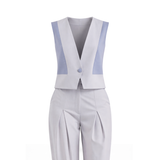 V Button Vest - Dark & Light Gray